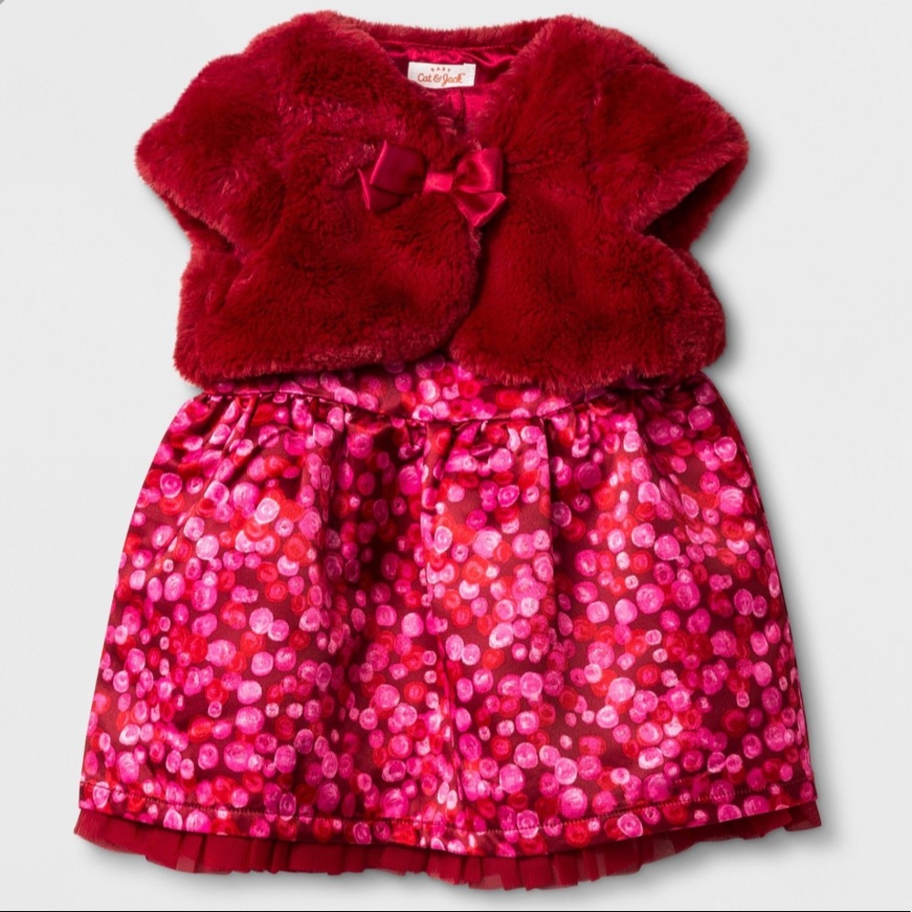Baby Girls Sweater and Satin Dress Set Red Velvet